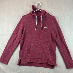 Y2K Hollister Hoodie Sweatshirt Mens Small Red Drawstring Pocket Embroidered